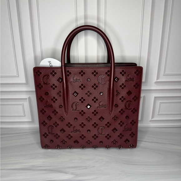 Christian Louboutin Handbags - Christian Louboutin Calfskin Spikes Loubinthesky Medium Paloma Tote | Merlot